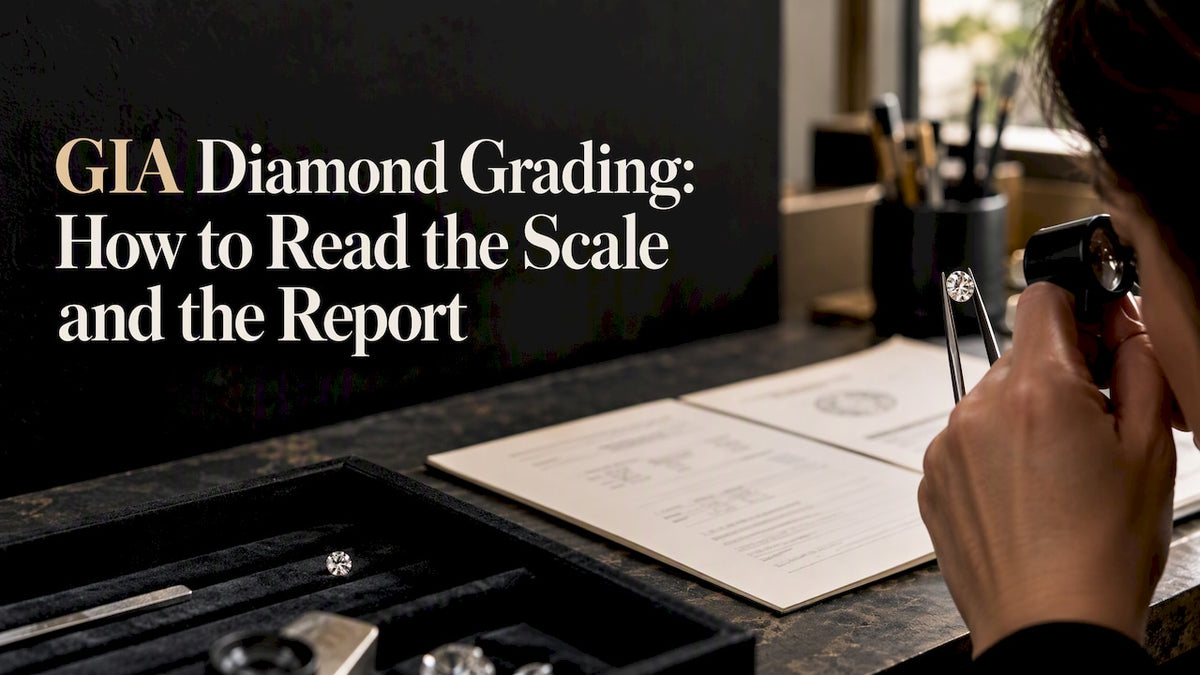 Diamond beside its grading report