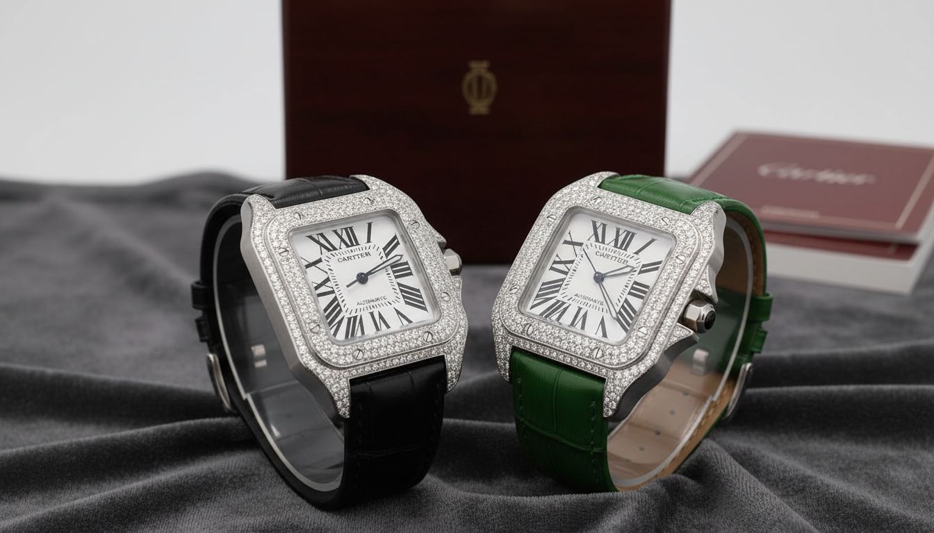 2 Best Cartier Santos 100 Iced Out Watches