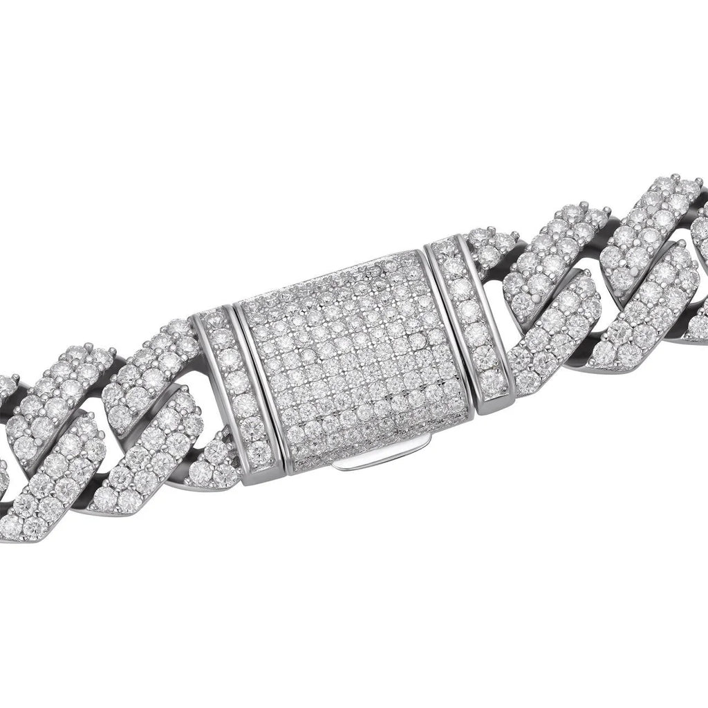 14mm iced out Cuban link chain with diamond set clasp