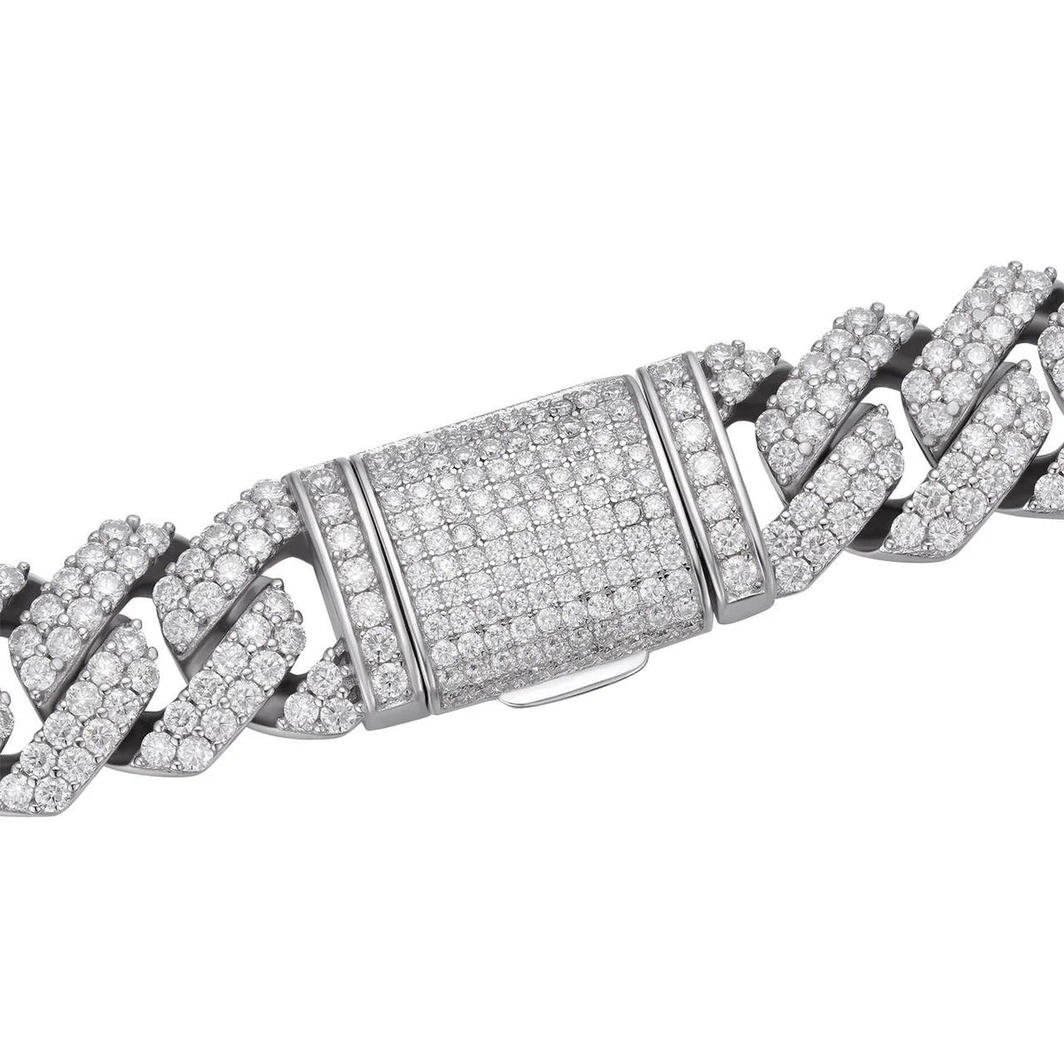 14mm iced out Cuban link chain with diamond set clasp