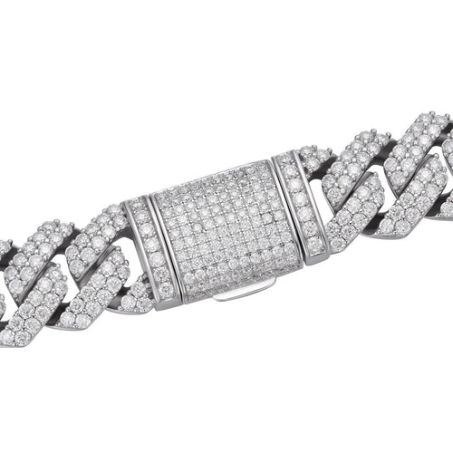 14mm iced out Cuban link chain with diamond set clasp