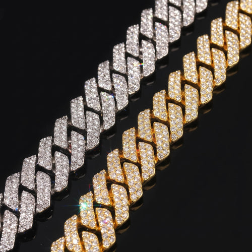 18mm iced out Cuban link chain in white gold with VVS stones