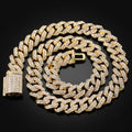 18mm iced out Cuban link chain in yellow gold with VVS stones