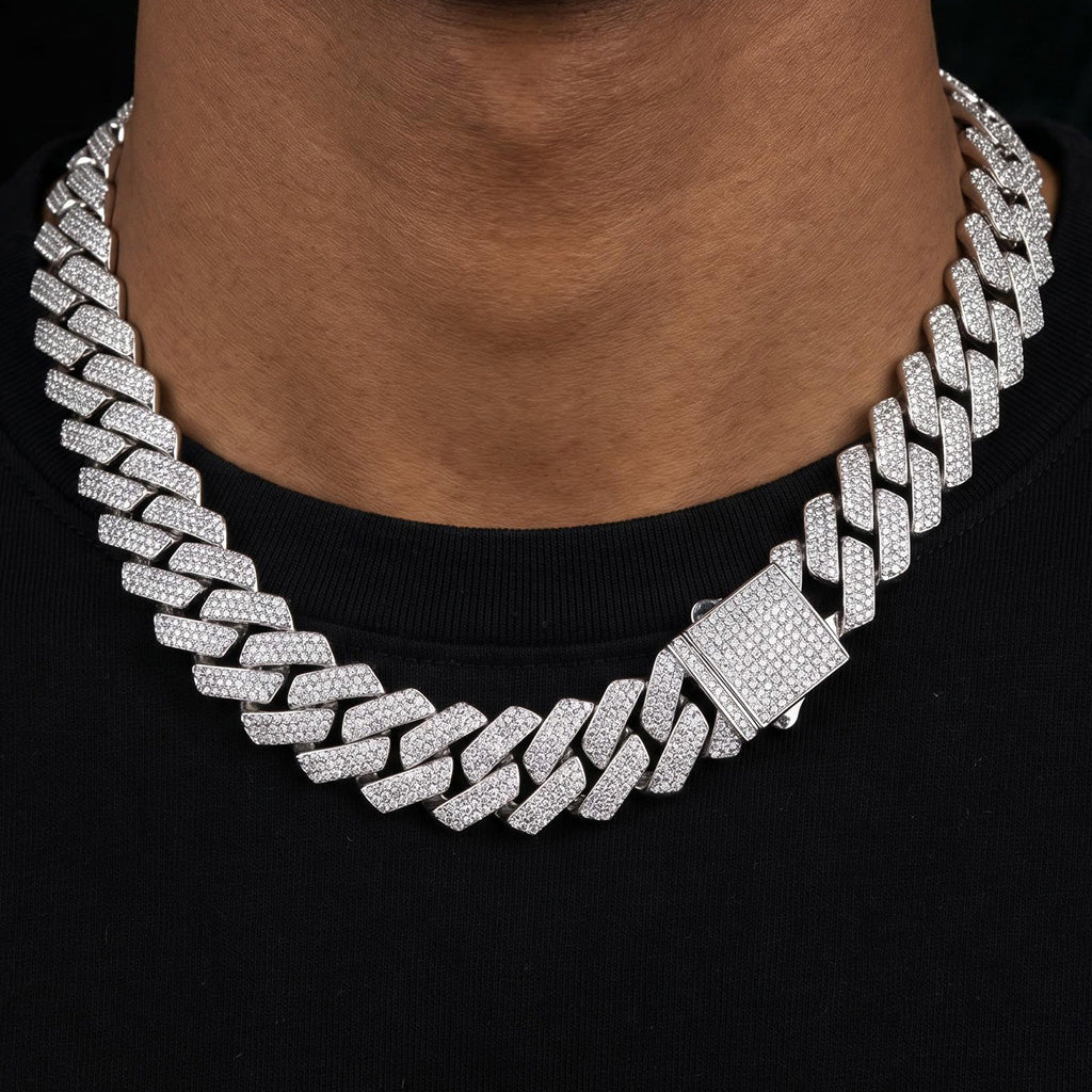 20mm iced out Cuban link chain worn on neck