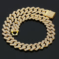 20mm iced out Cuban link chain in yellow gold with VVS stones