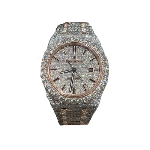 Audemars Piguet Royal Oak Iced Out Dual Tone Rose & White Gold Vrayas & Co.