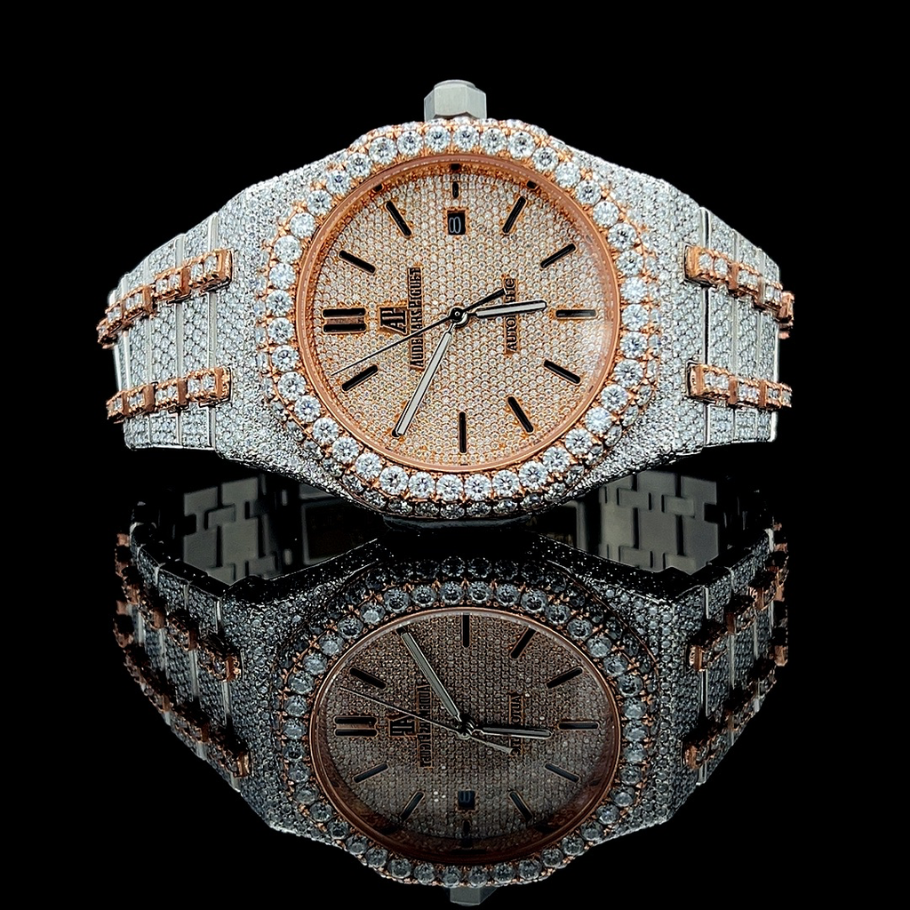 Audemars Piguet Royal Oak Iced Out Dual Tone Rose & White Gold Vrayas & Co.