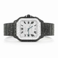 Cartier Santos Iced Out White Gold Black Stones Vrayas & Co.