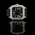 Cartier Santos Iced Out White Gold Leather Strap Vrayas & Co.