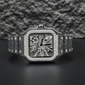 Cartier Santos Skeleton Iced Out White Gold Black Stones Vrayas & Co.