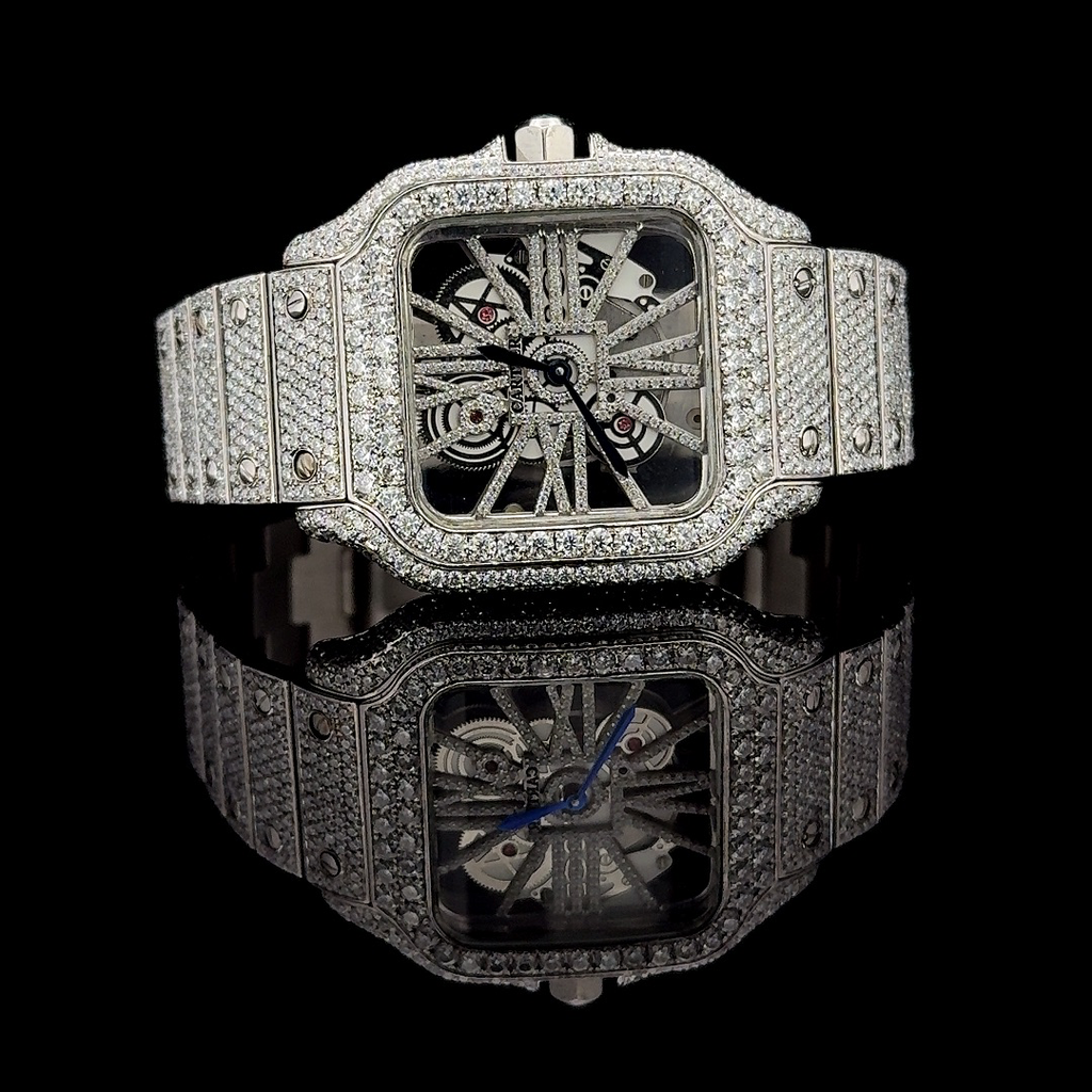 Cartier Santos Skeleton Iced Out White Gold Vrayas & Co.