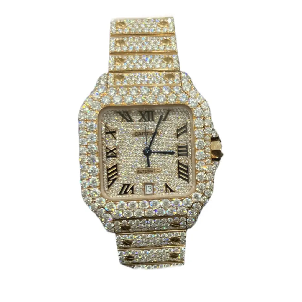 Cartier Santos Iced Out Yellow Gold Vrayas & Co.