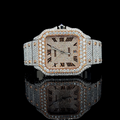 Cartier Santos Iced Out Dual Tone Rose & White Gold Vrayas & Co.