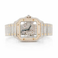 Cartier Santos Skeleton Iced Out Dual Tone Yellow & White Gold Vrayas & Co.
