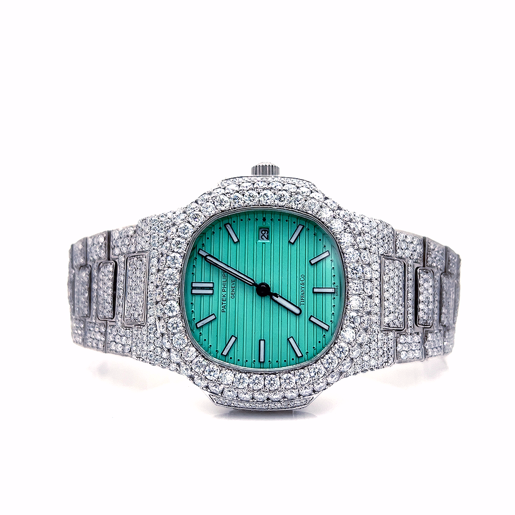 Patek Philippe Nautilus Iced Out White Gold Tiffany Dial Vrayas & Co.