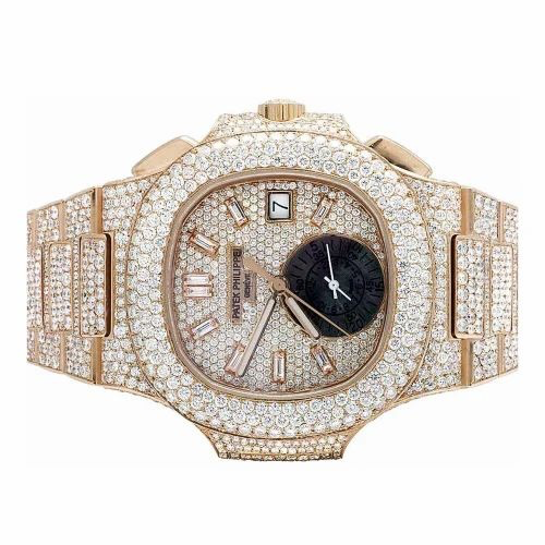 Patek Philippe Nautilus Iced Out Rose Gold Vrayas & Co.