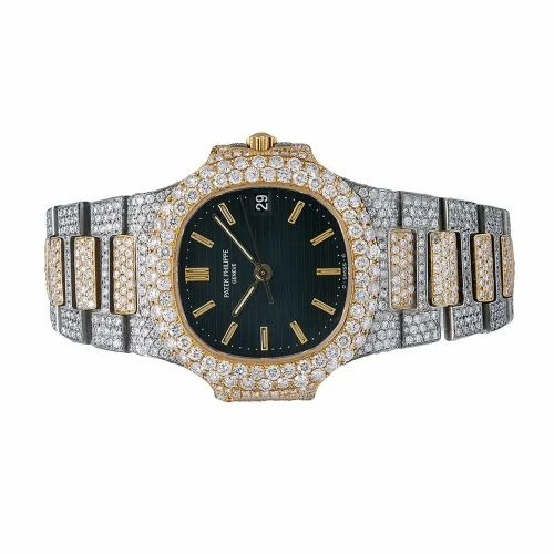 Patek Philippe Nautilus Iced Out Dual Tone Yellow & White Gold Vrayas & Co.