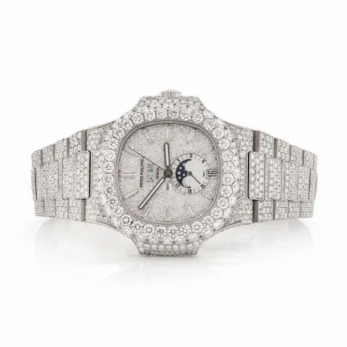 Patek Philippe Nautilus Annual Calendar Iced Out White Gold Vrayas & Co.