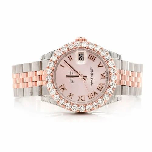 Rolex Ladies Datejust Iced Out Dual Tone Rose & White Gold Vrayas & Co.