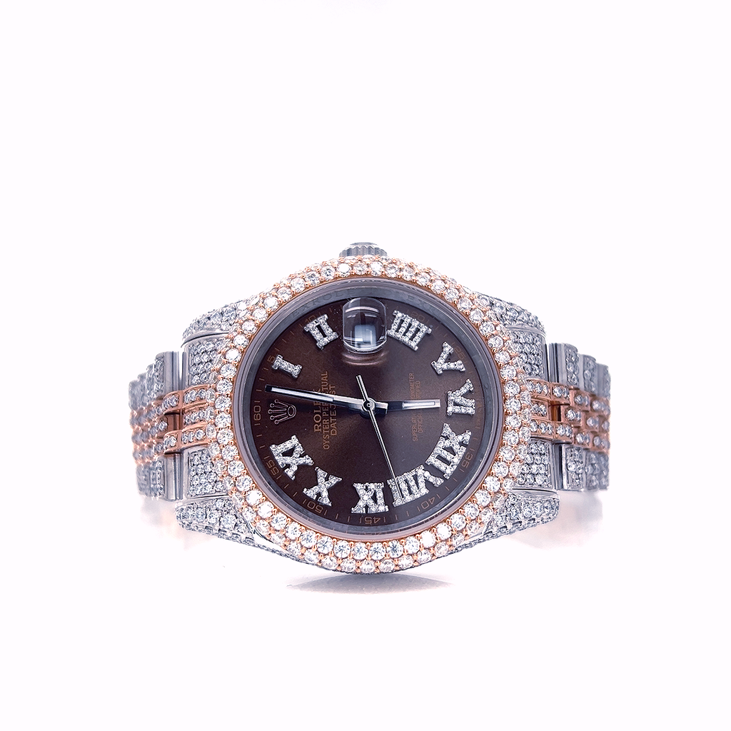 Rolex Datejust Iced Out Dual Tone Rose & White Gold Vrayas & Co.