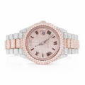 Rolex Daydate Iced Out Dual Tone Rose & White Gold Vrayas & Co.