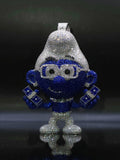 Custom three-dimensional character pendant with blue and white VVS stone detailing