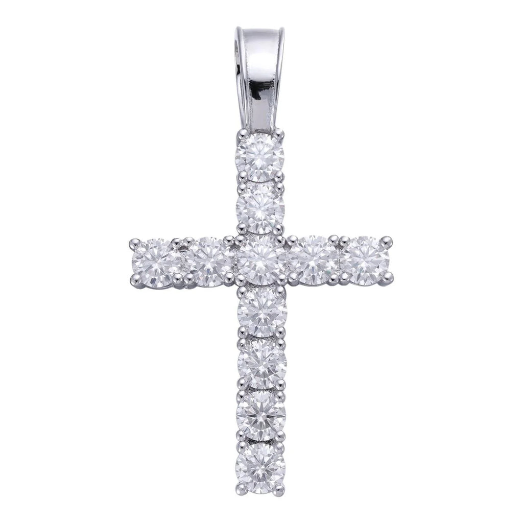 Iced out Jesus cross pendant in a white gold finish