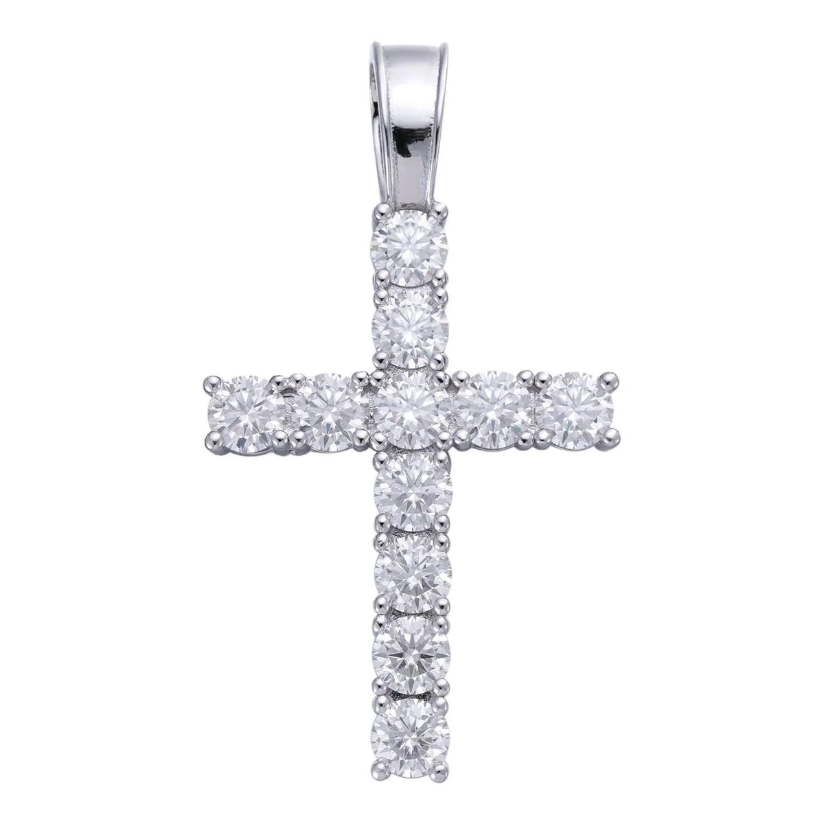 Iced out Jesus cross pendant in a white gold finish