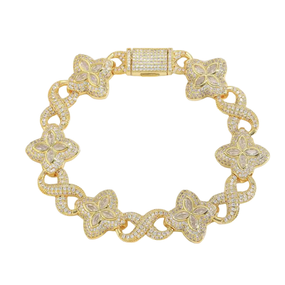 Infinity Link Clover Iced Out Bracelet Vrayas & Co.