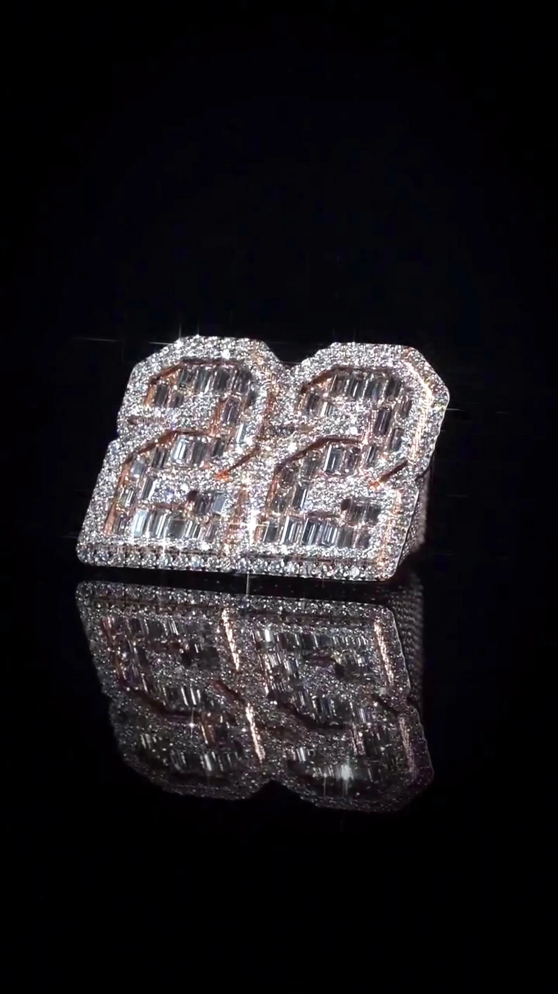 Custom double number baguette statement ring